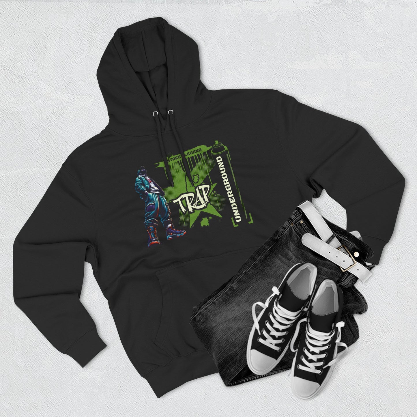 Urban Trap Fleece Hoodie - Graffiti Style Streetwear for Hip-Hop Fans