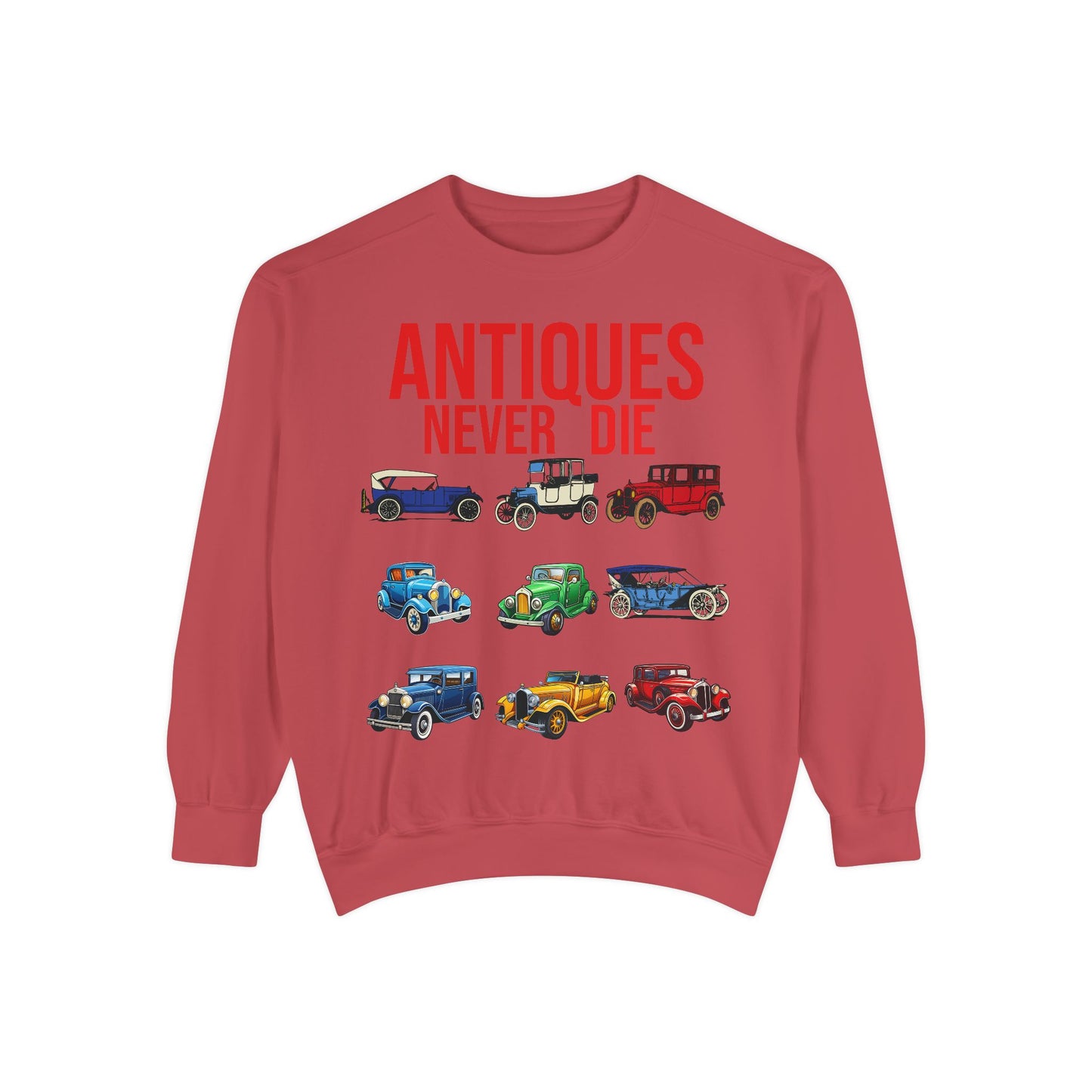 Vintage Car Lovers Sweatshirt - "Antiques Never Die"