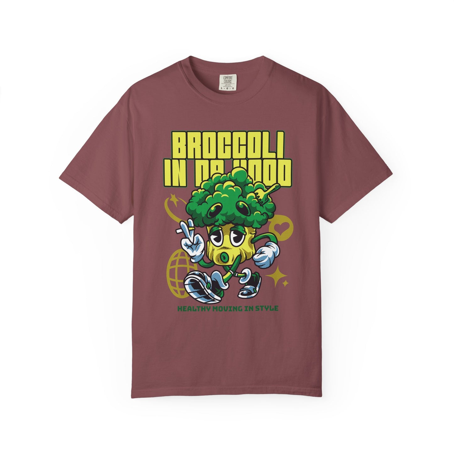 Garment-Dyed Broccoli T-Shirt, Fun and Unique Casual Wear, Perfect for Vegetarians, Gym Lovers, Gift for Foodies, Healthy Lifestyle