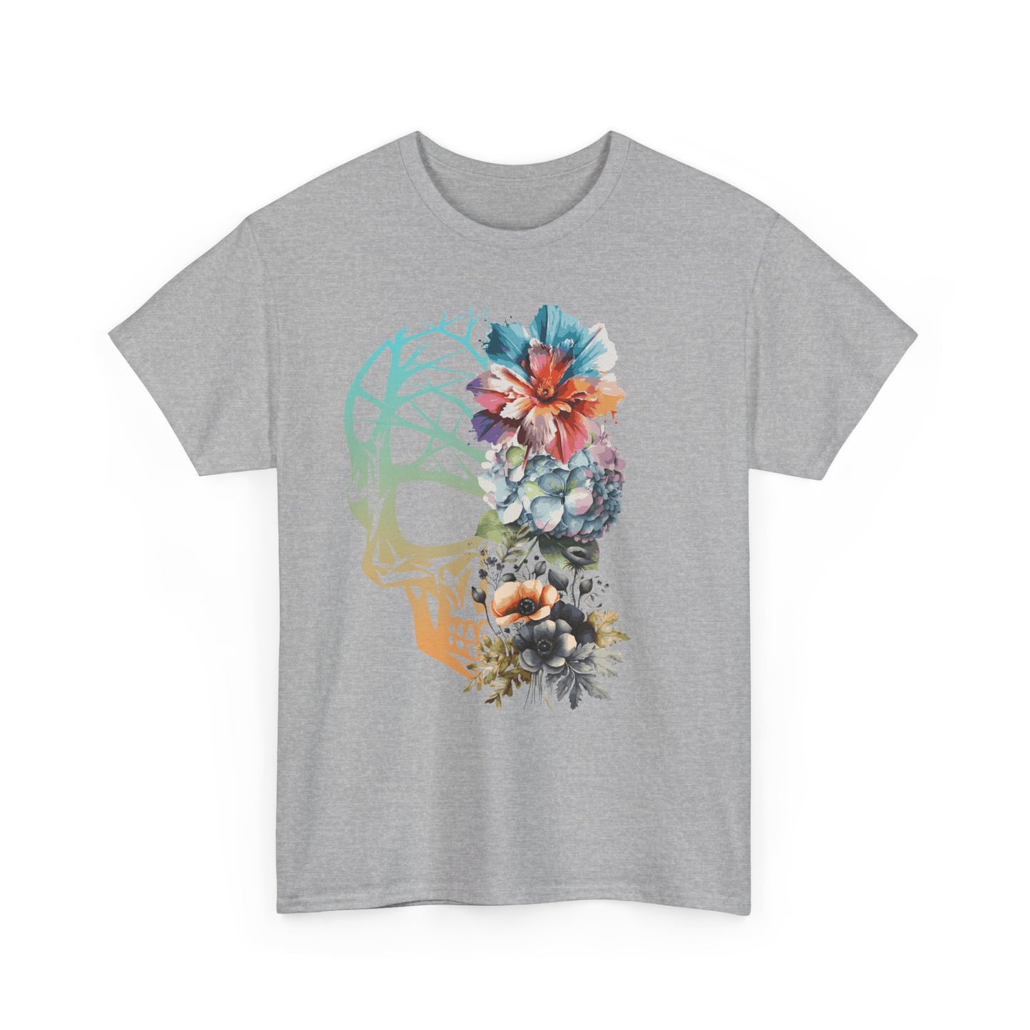 "FLOWER SKULL"Unisex Heavy Cotton Tee