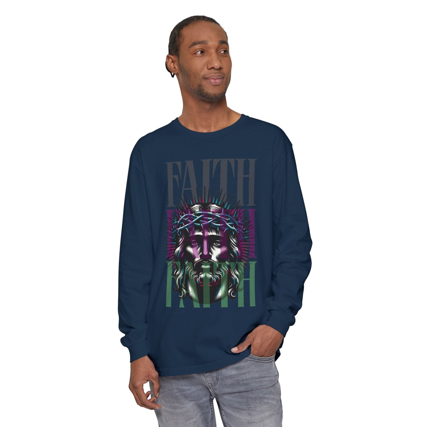 He Died for You T-Shirt - Jesus on the Cross Christian Long Tee