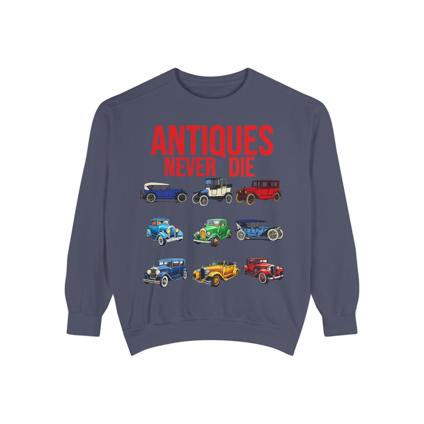 Vintage Car Lovers Sweatshirt - "Antiques Never Die"