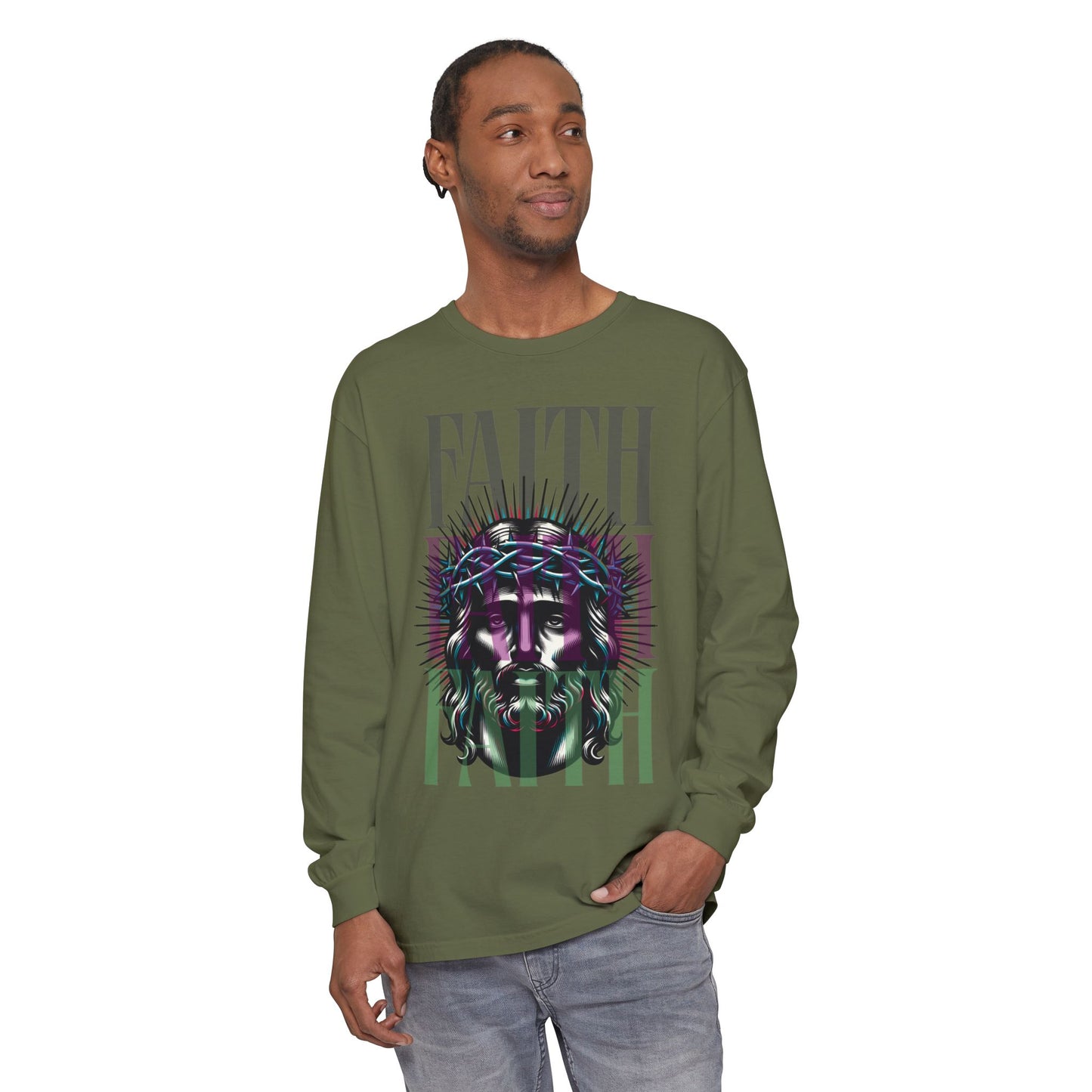 He Died for You T-Shirt - Jesus on the Cross Christian Long Tee