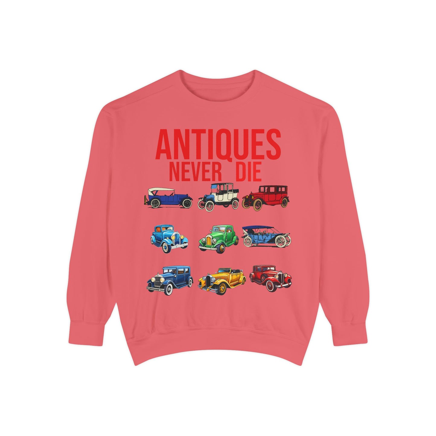 Vintage Car Lovers Sweatshirt - "Antiques Never Die"
