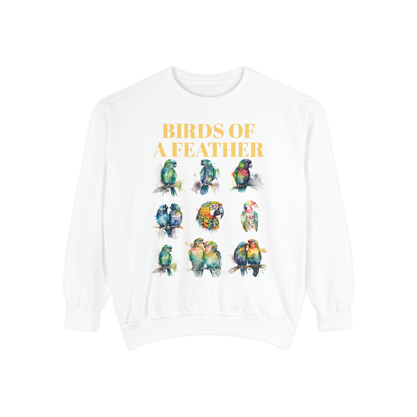 Colorful Birds of a Feather Sweatshirt - Unisex Garment-Dyed