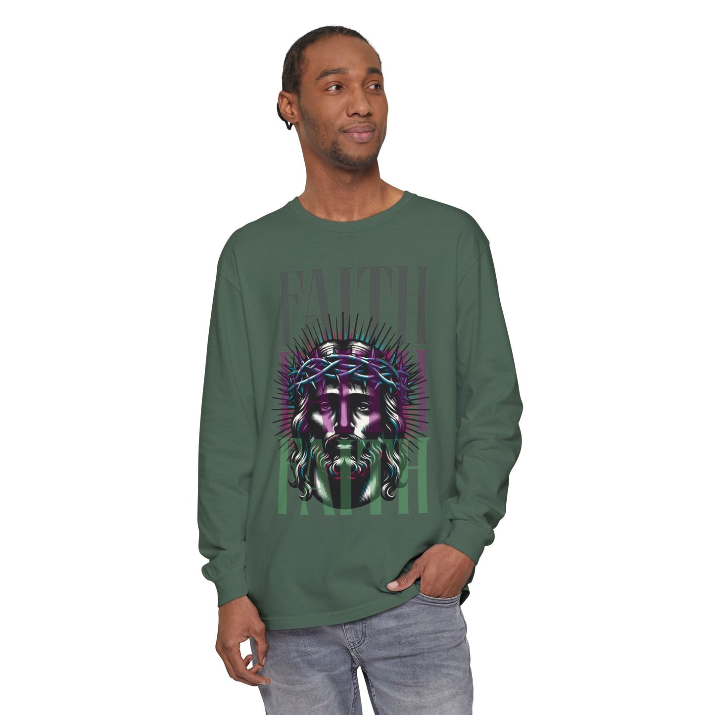 He Died for You T-Shirt - Jesus on the Cross Christian Long Tee