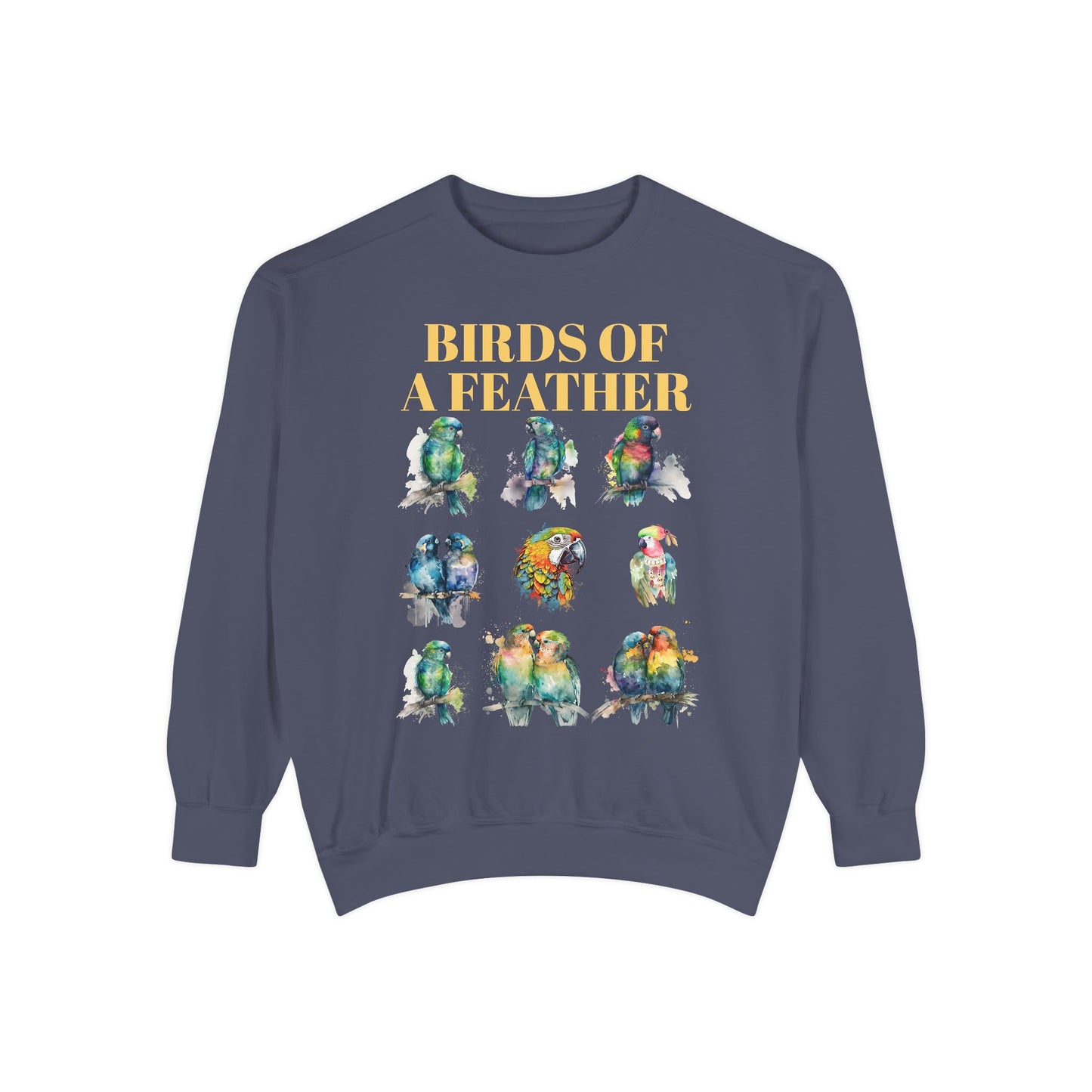 Colorful Birds of a Feather Sweatshirt - Unisex Garment-Dyed