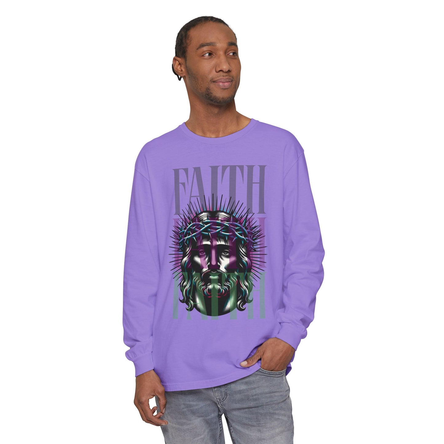 He Died for You T-Shirt - Jesus on the Cross Christian Long Tee