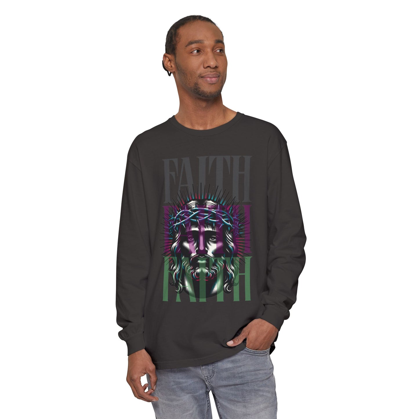He Died for You T-Shirt - Jesus on the Cross Christian Long Tee