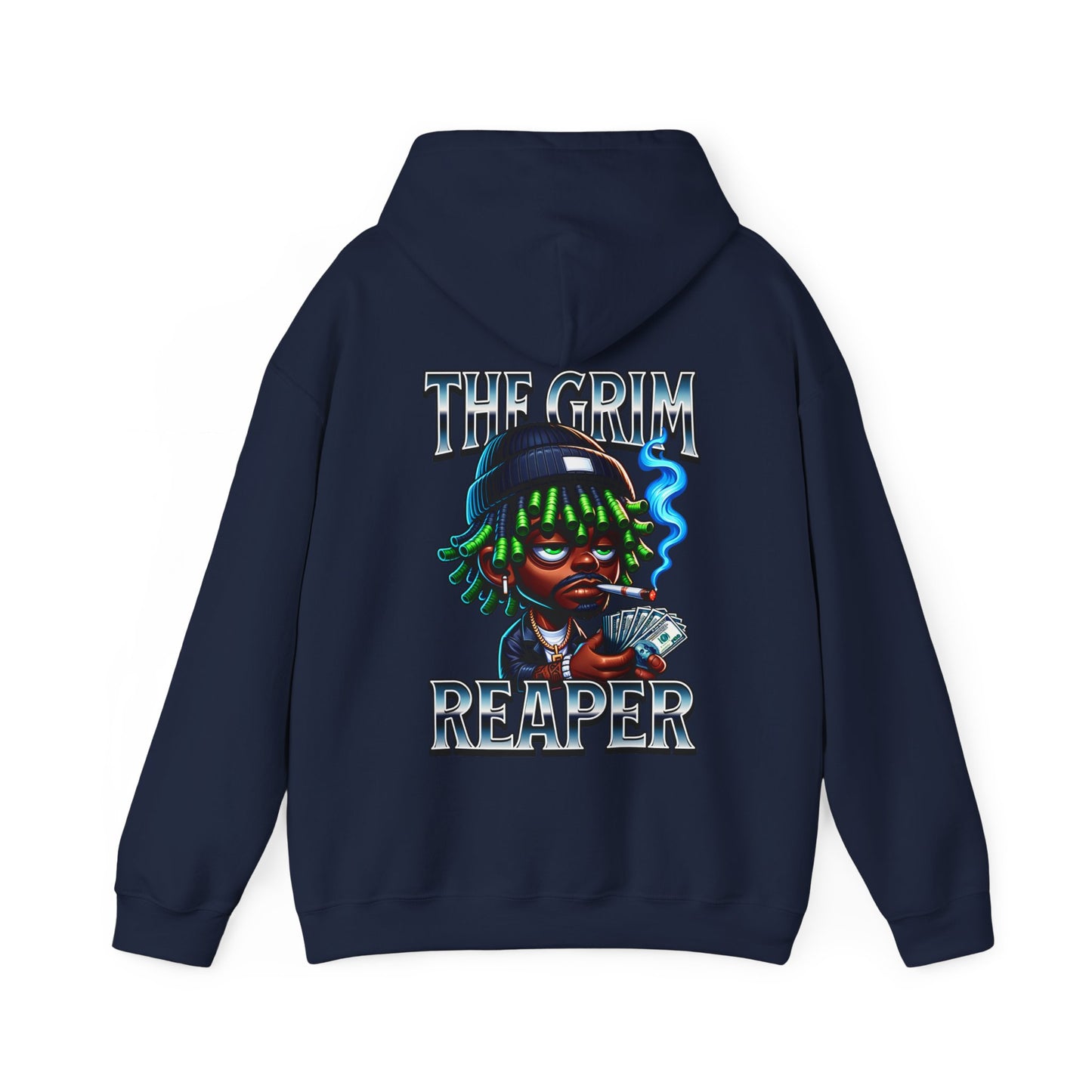 Grim Reaper Graphic Hoodie, Cozy Sweatshirt, Streetwear Fashion, Unisex Gift, Halloween Outfit, Casual Layering