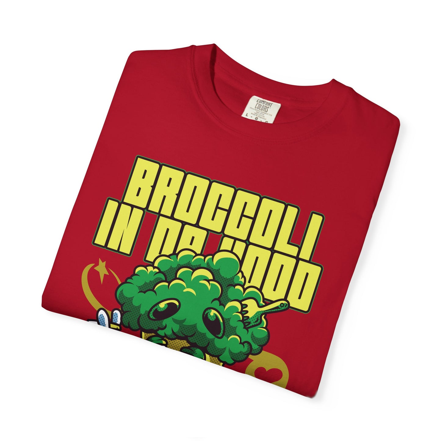 Garment-Dyed Broccoli T-Shirt, Fun and Unique Casual Wear, Perfect for Vegetarians, Gym Lovers, Gift for Foodies, Healthy Lifestyle