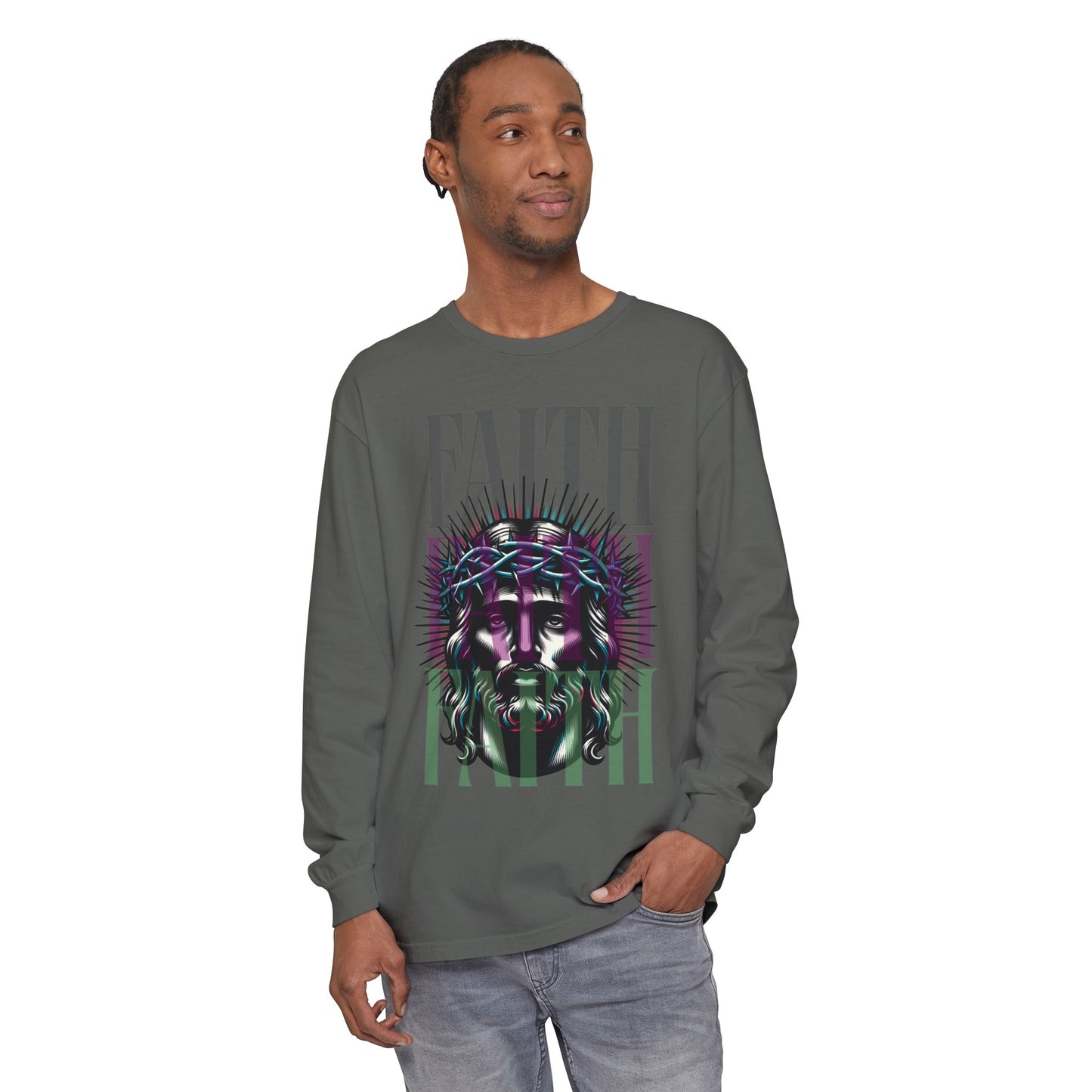 He Died for You T-Shirt - Jesus on the Cross Christian Long Tee