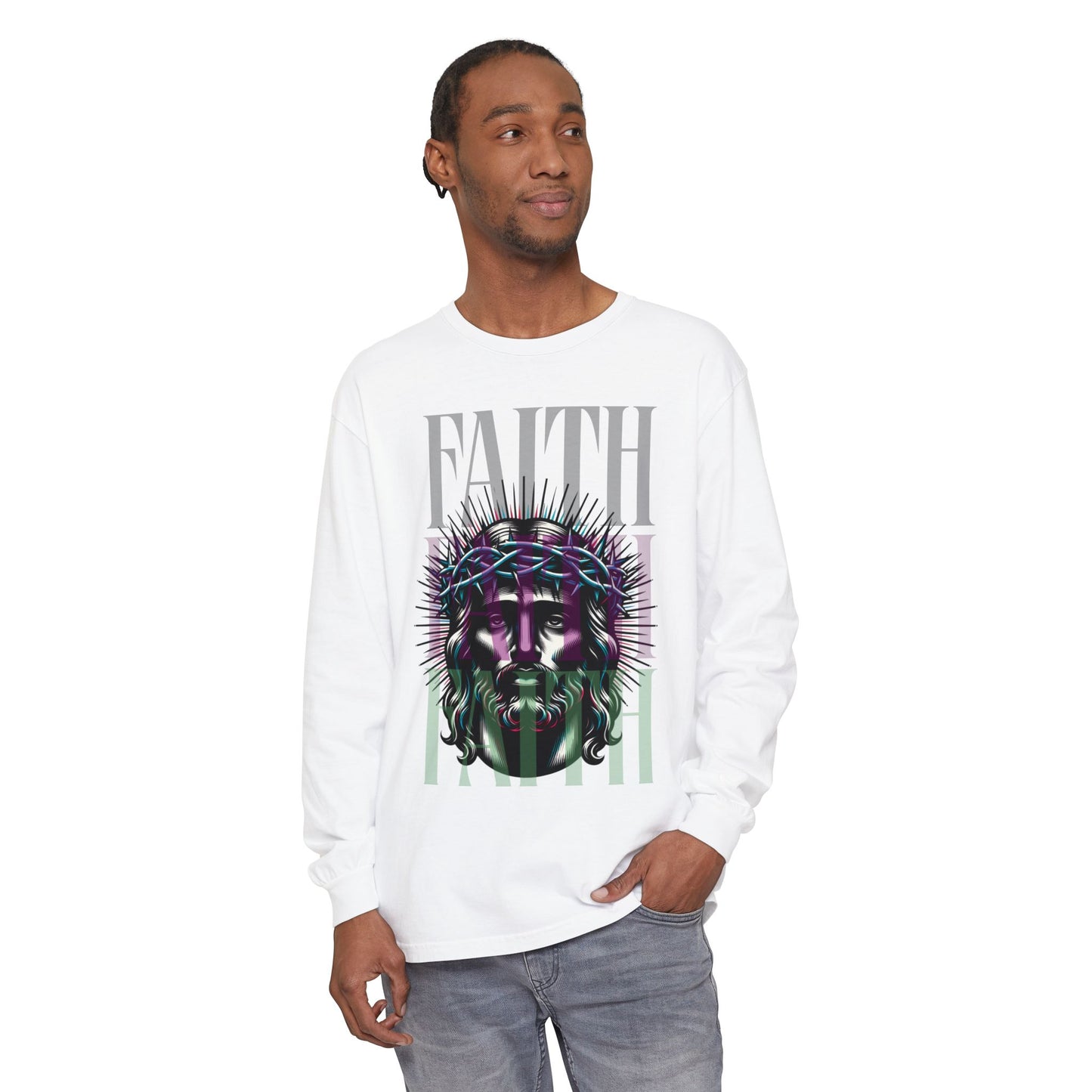 He Died for You T-Shirt - Jesus on the Cross Christian Long Tee
