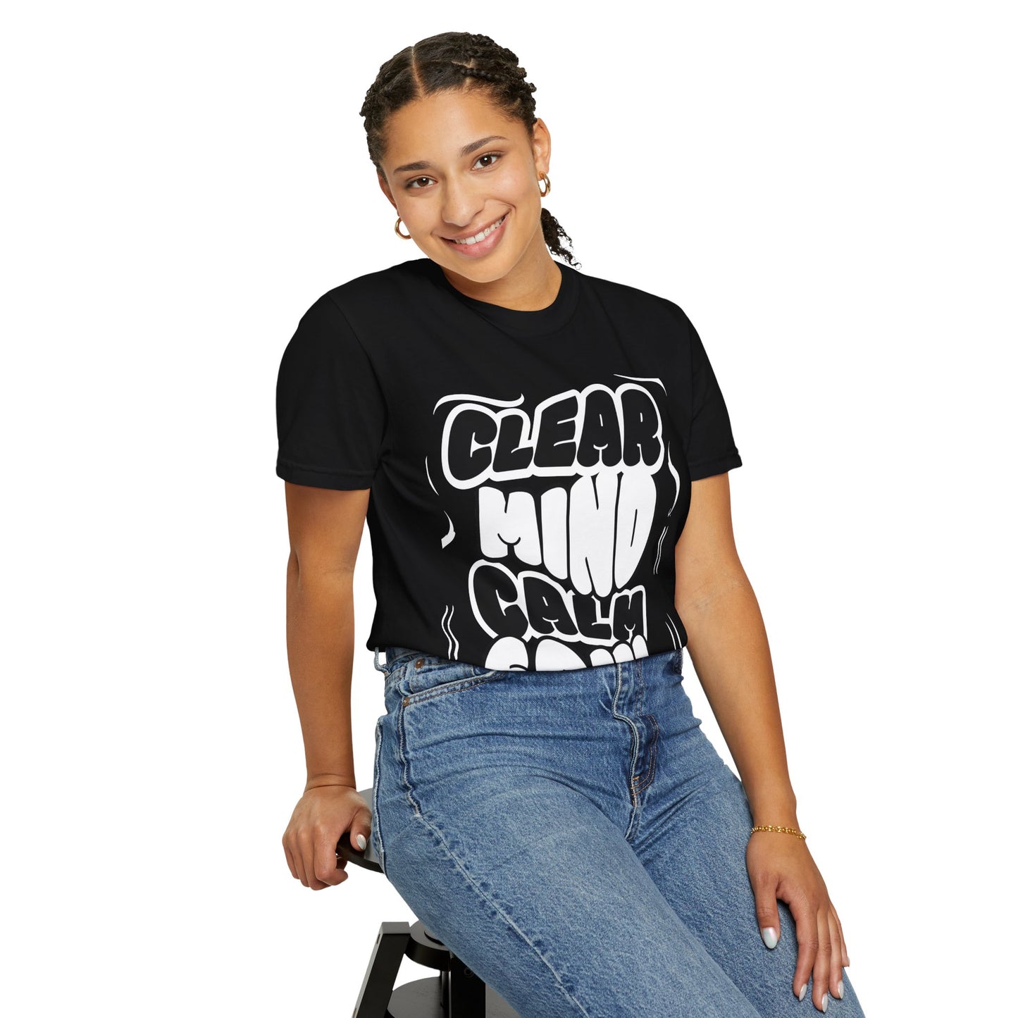 Unisex Garment-Dyed T-Shirt - "Clear Mind Calm Soul" Inspirational Graphic Tee