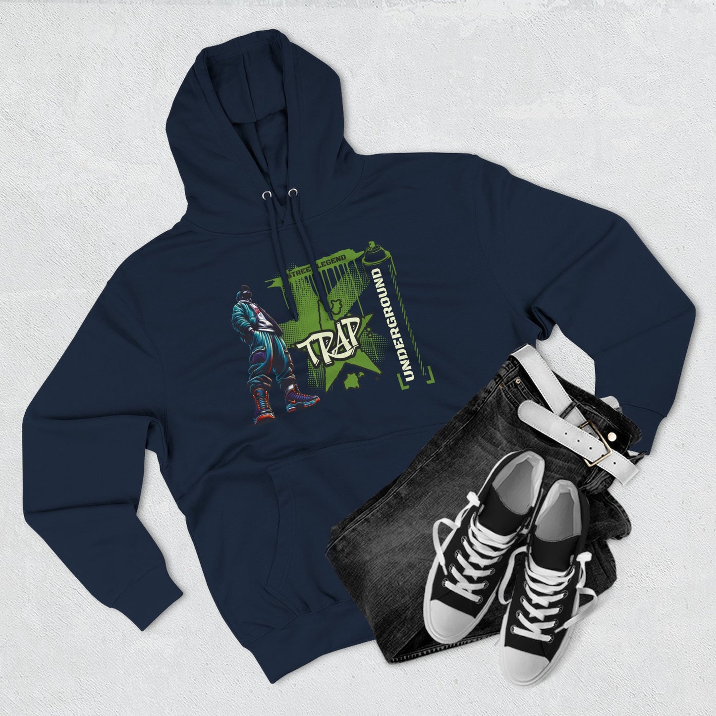 Urban Trap Fleece Hoodie - Graffiti Style Streetwear for Hip-Hop Fans