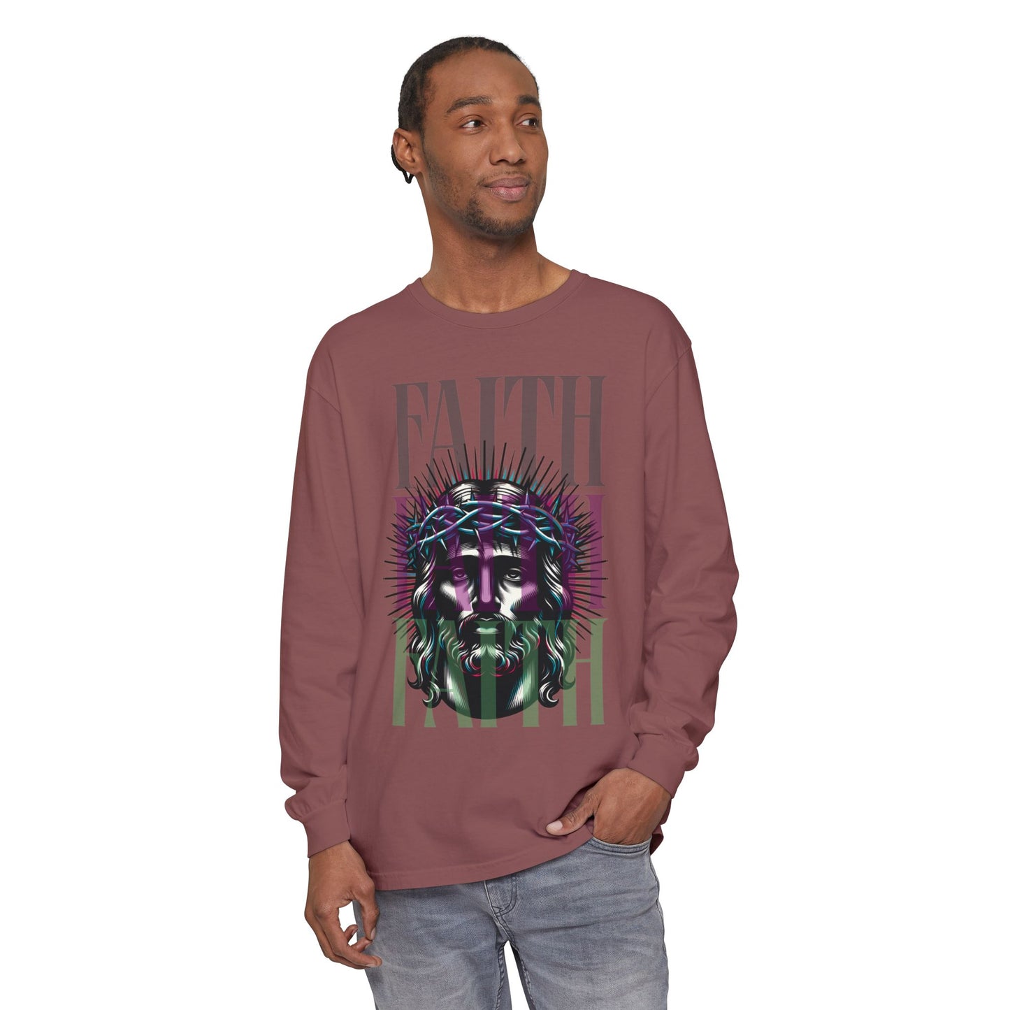 He Died for You T-Shirt - Jesus on the Cross Christian Long Tee