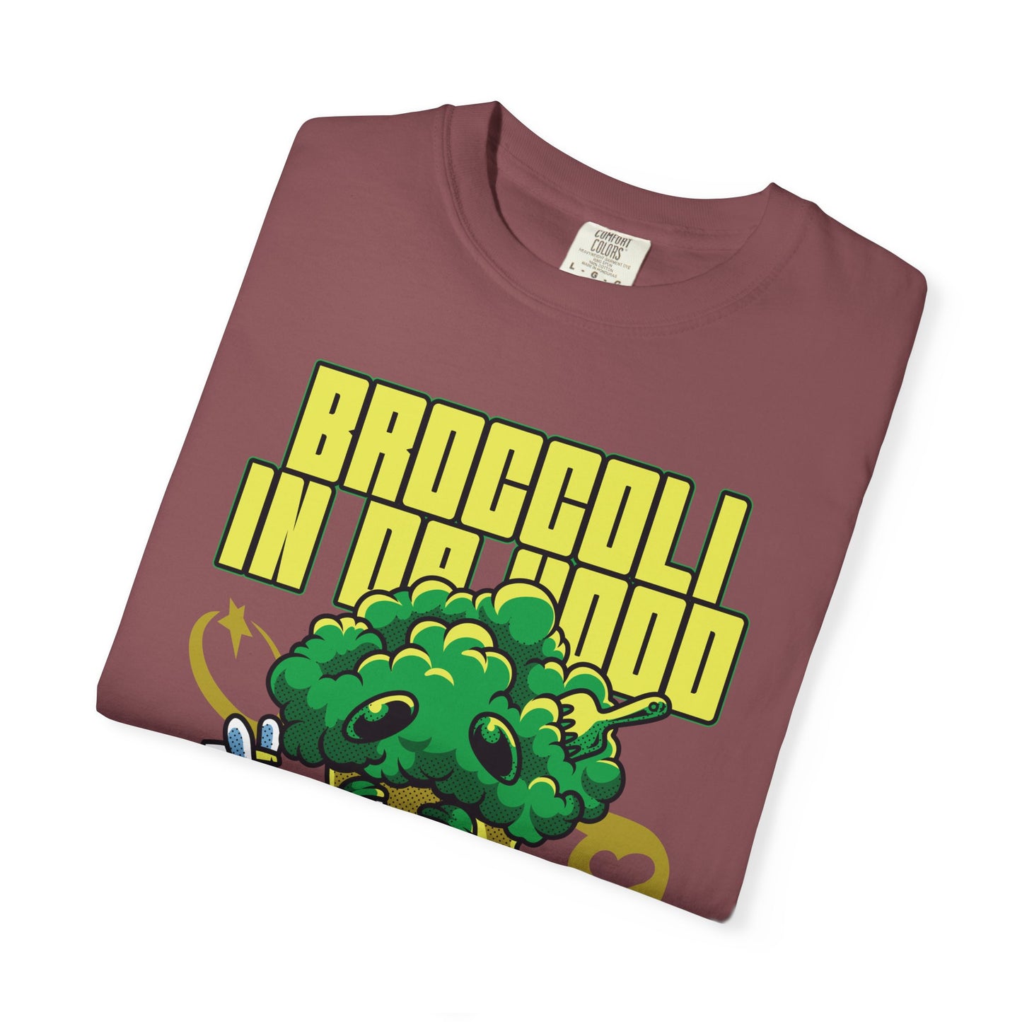 Garment-Dyed Broccoli T-Shirt, Fun and Unique Casual Wear, Perfect for Vegetarians, Gym Lovers, Gift for Foodies, Healthy Lifestyle