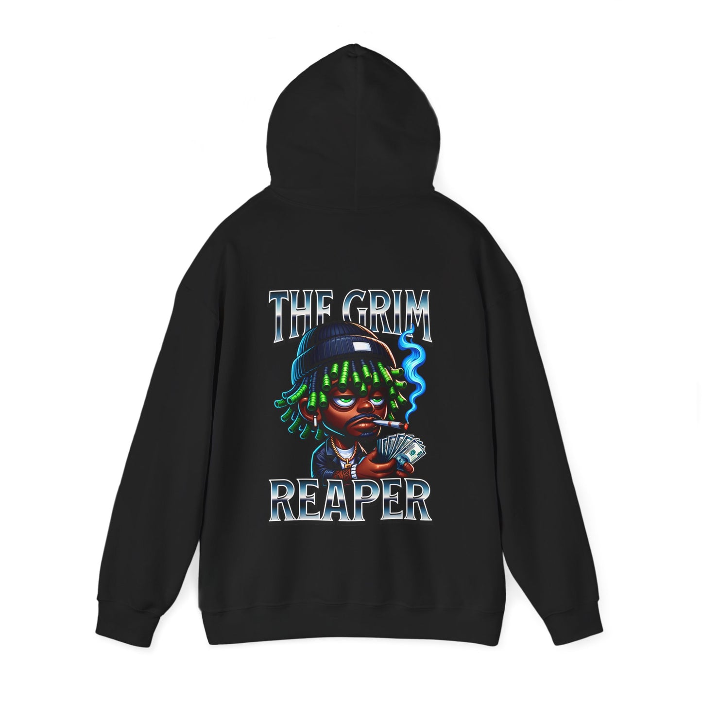 Grim Reaper Graphic Hoodie, Cozy Sweatshirt, Streetwear Fashion, Unisex Gift, Halloween Outfit, Casual Layering