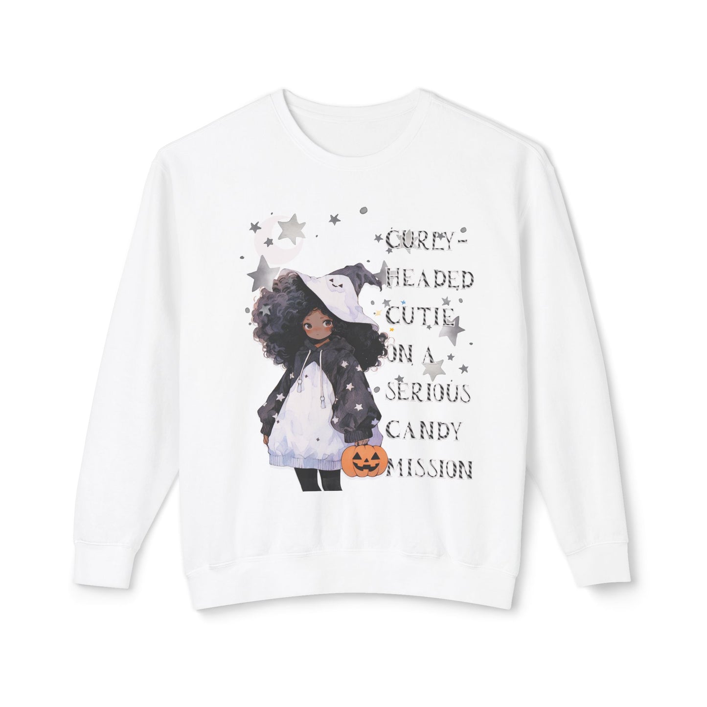 "Curly Head" Unisex Lightweight Halloween Girl Sweatshirt