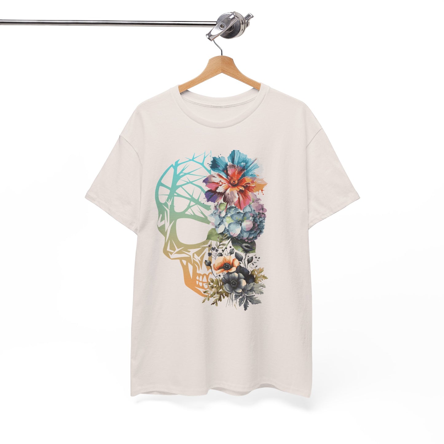 "FLOWER SKULL"Unisex Heavy Cotton Tee