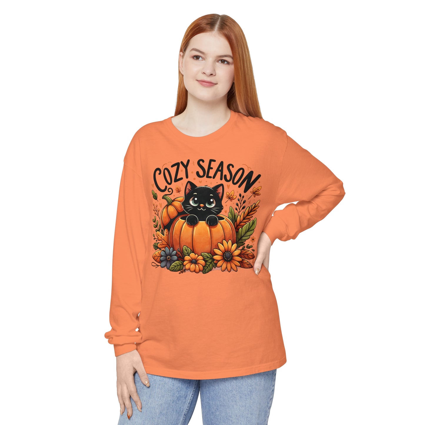 Cat Pumpkin Long Sleeve T-Shirt