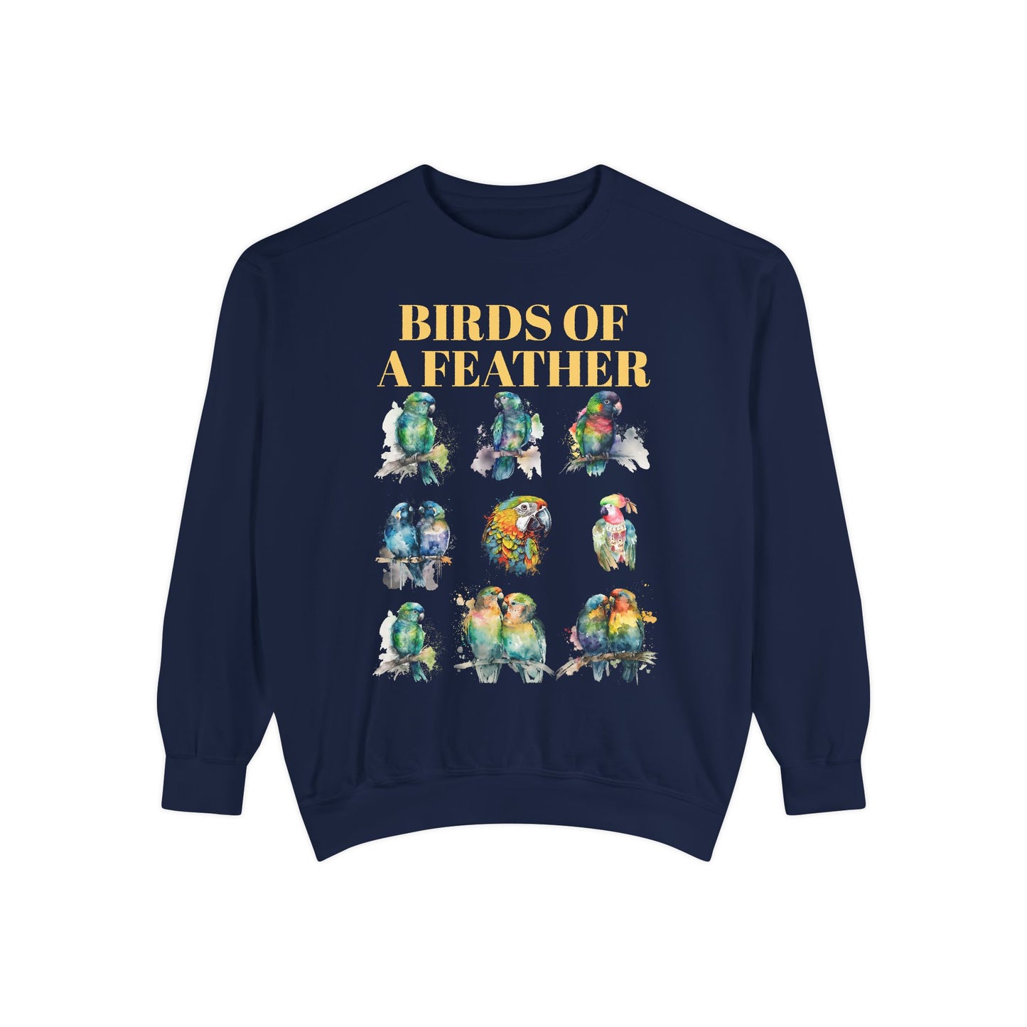 Colorful Birds of a Feather Sweatshirt - Unisex Garment-Dyed
