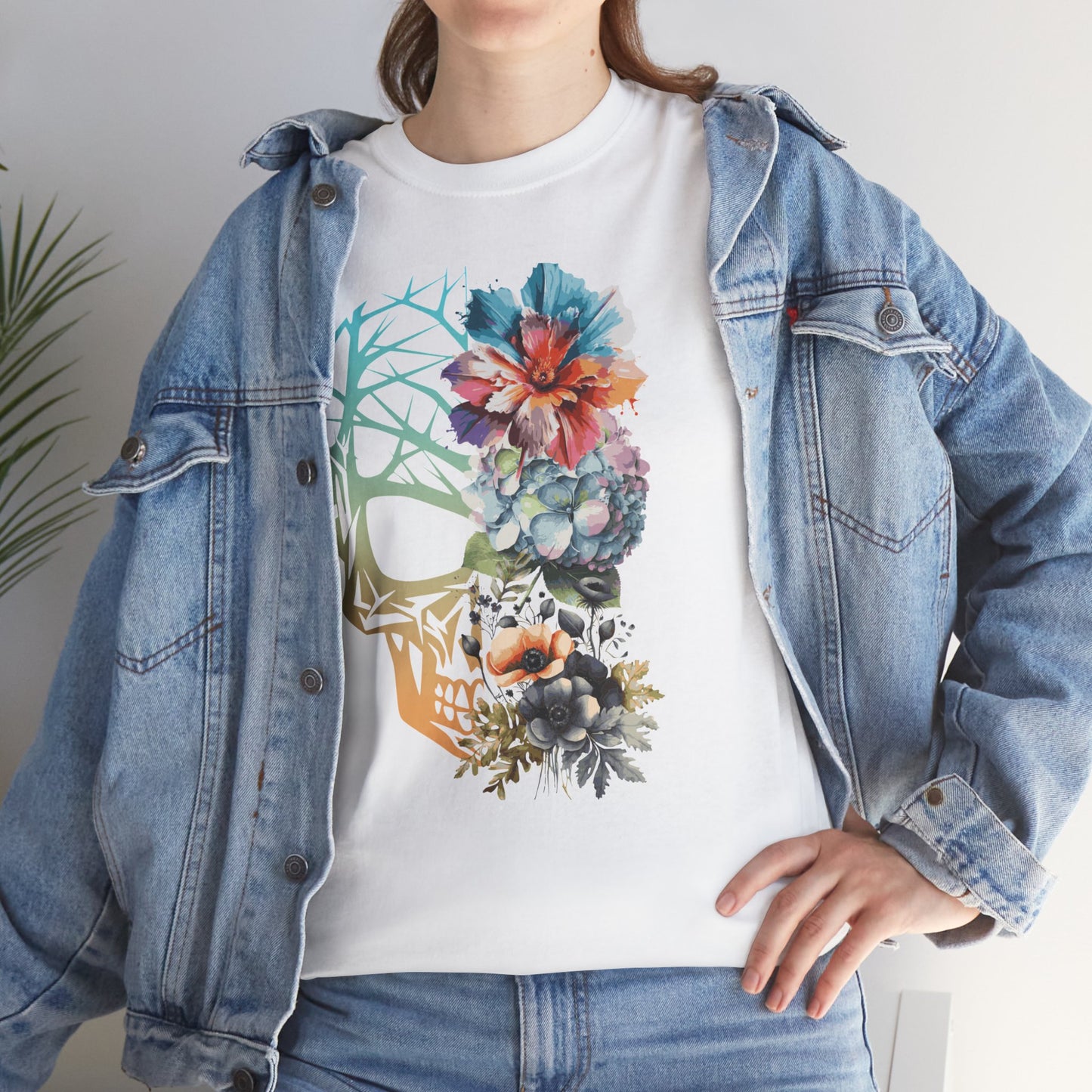 "FLOWER SKULL"Unisex Heavy Cotton Tee