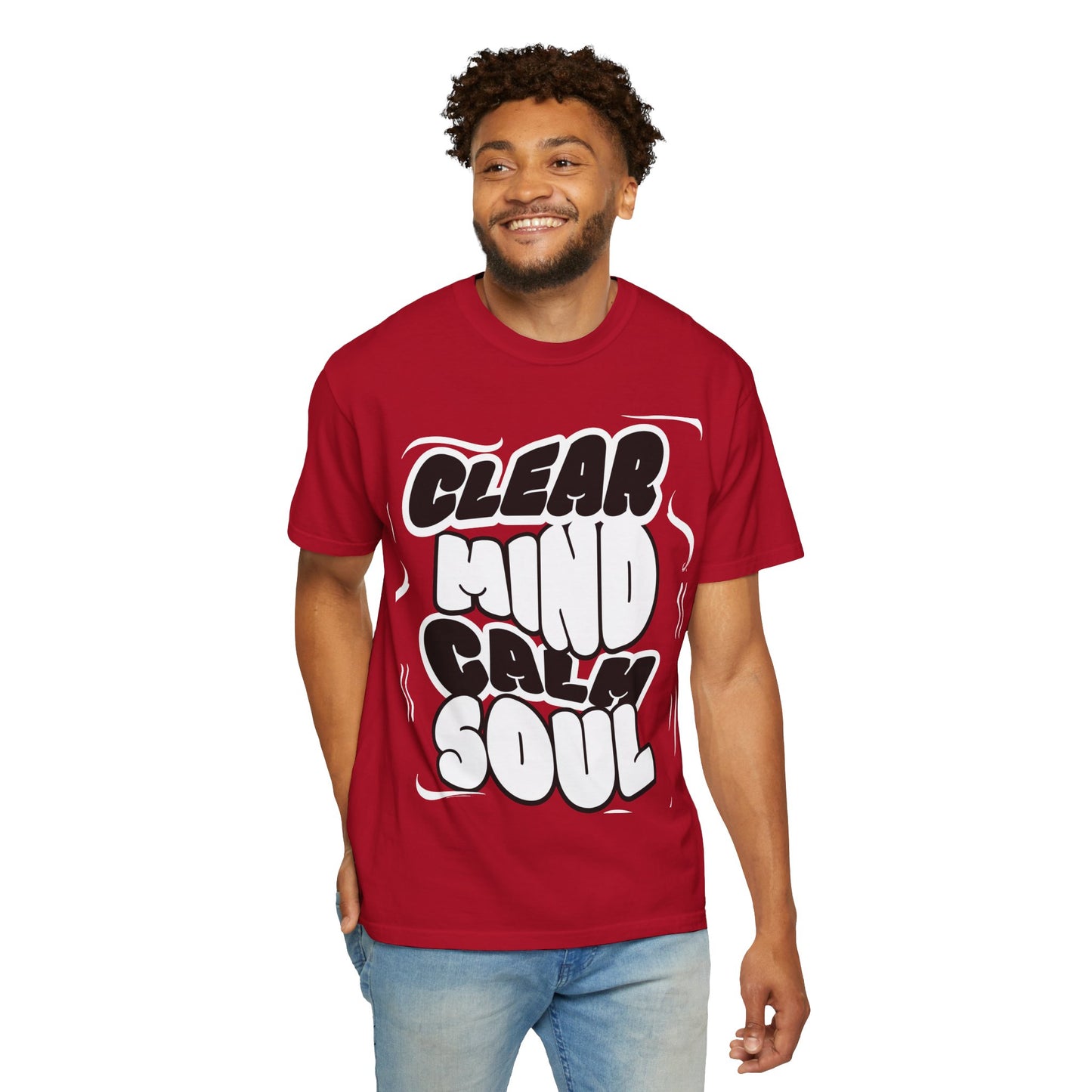 Unisex Garment-Dyed T-Shirt - "Clear Mind Calm Soul" Inspirational Graphic Tee