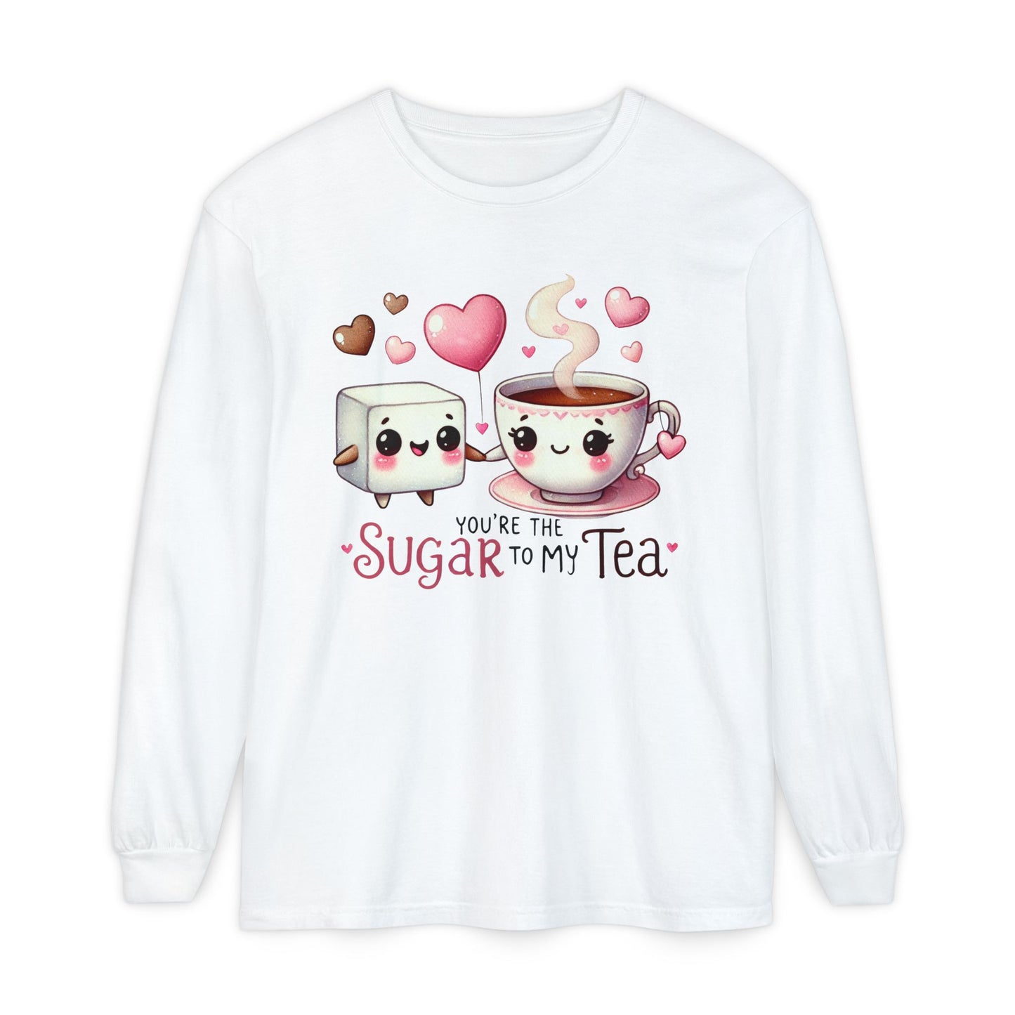 "Tea-m work Makes the Dream Work "Cute Sugar to My Tea Long Sleeve T-Shirt - Perfect Gift for Tea Lovers