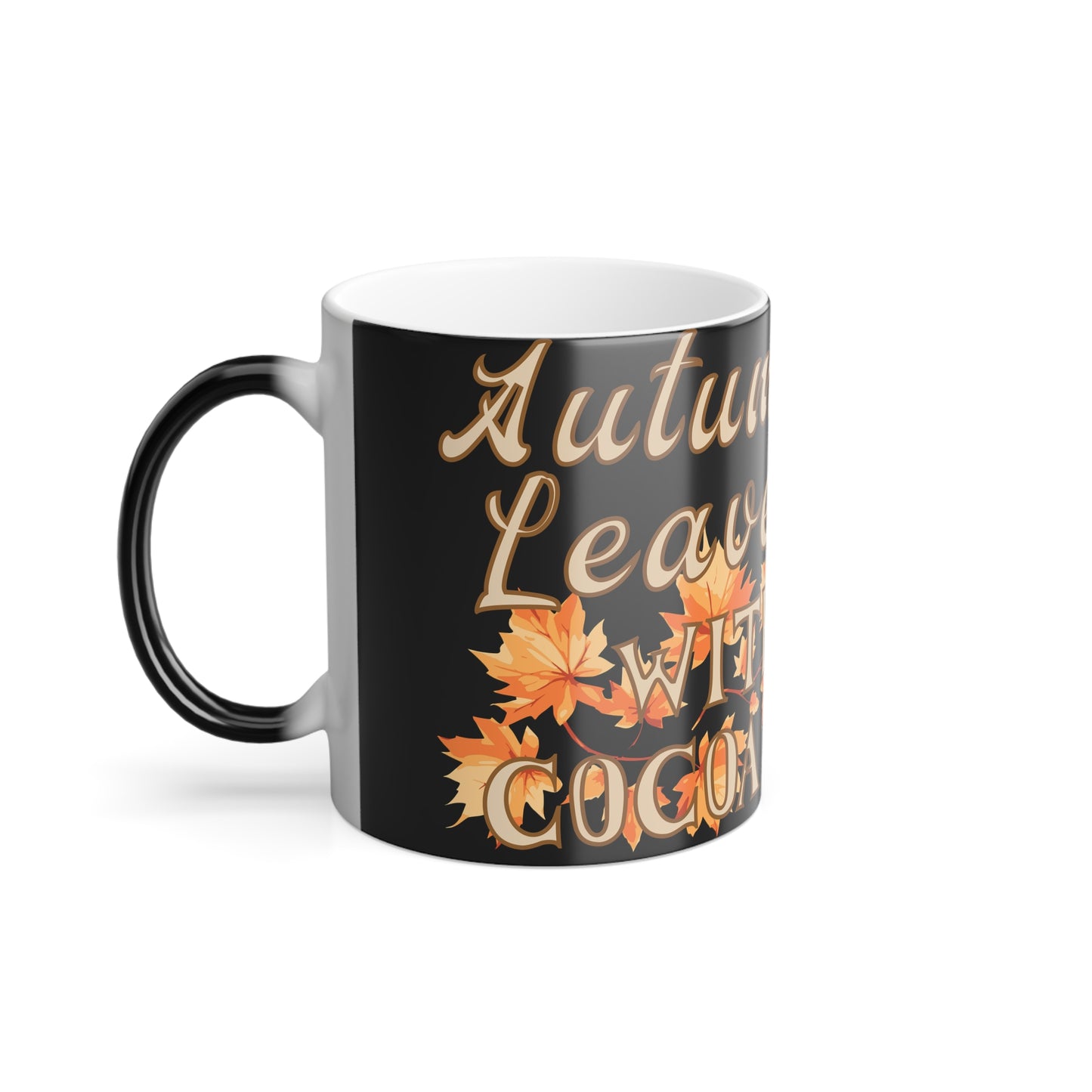 Mug - Fall Leaves Color Morphing Mug with Cocoa and Pumpkins Design