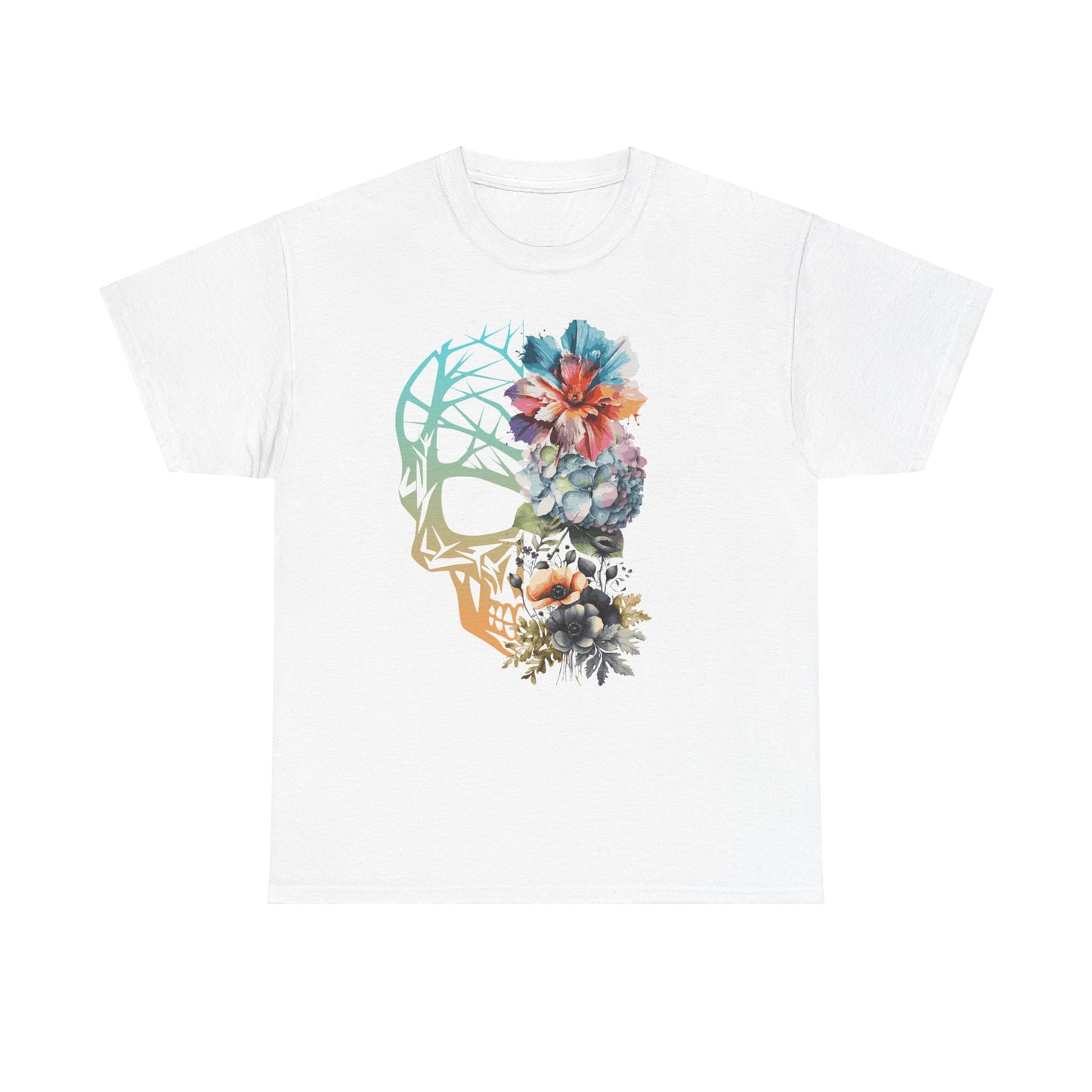 "FLOWER SKULL"Unisex Heavy Cotton Tee