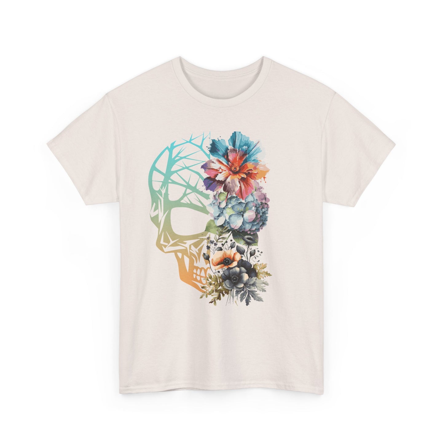 "FLOWER SKULL"Unisex Heavy Cotton Tee