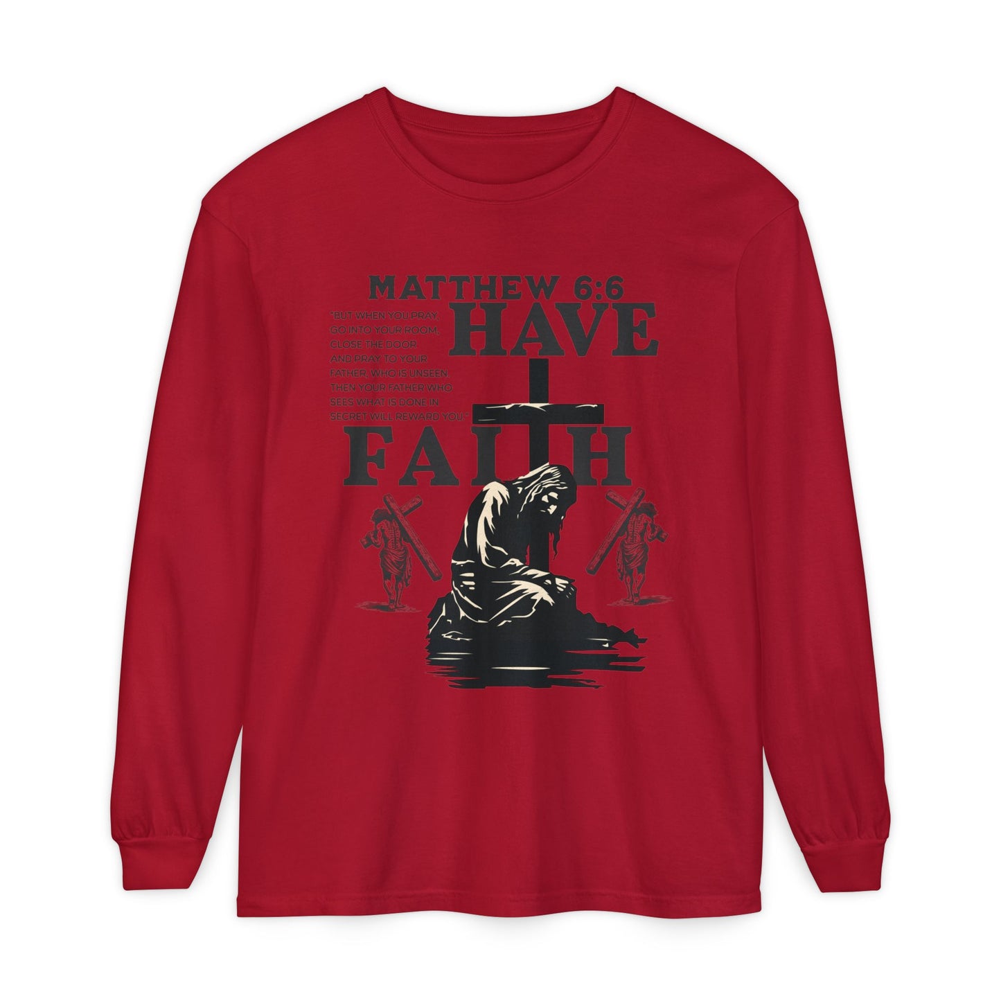 Faith Inspired Unisex Long Sleeve T-Shirt - Matthew 6:6 Design