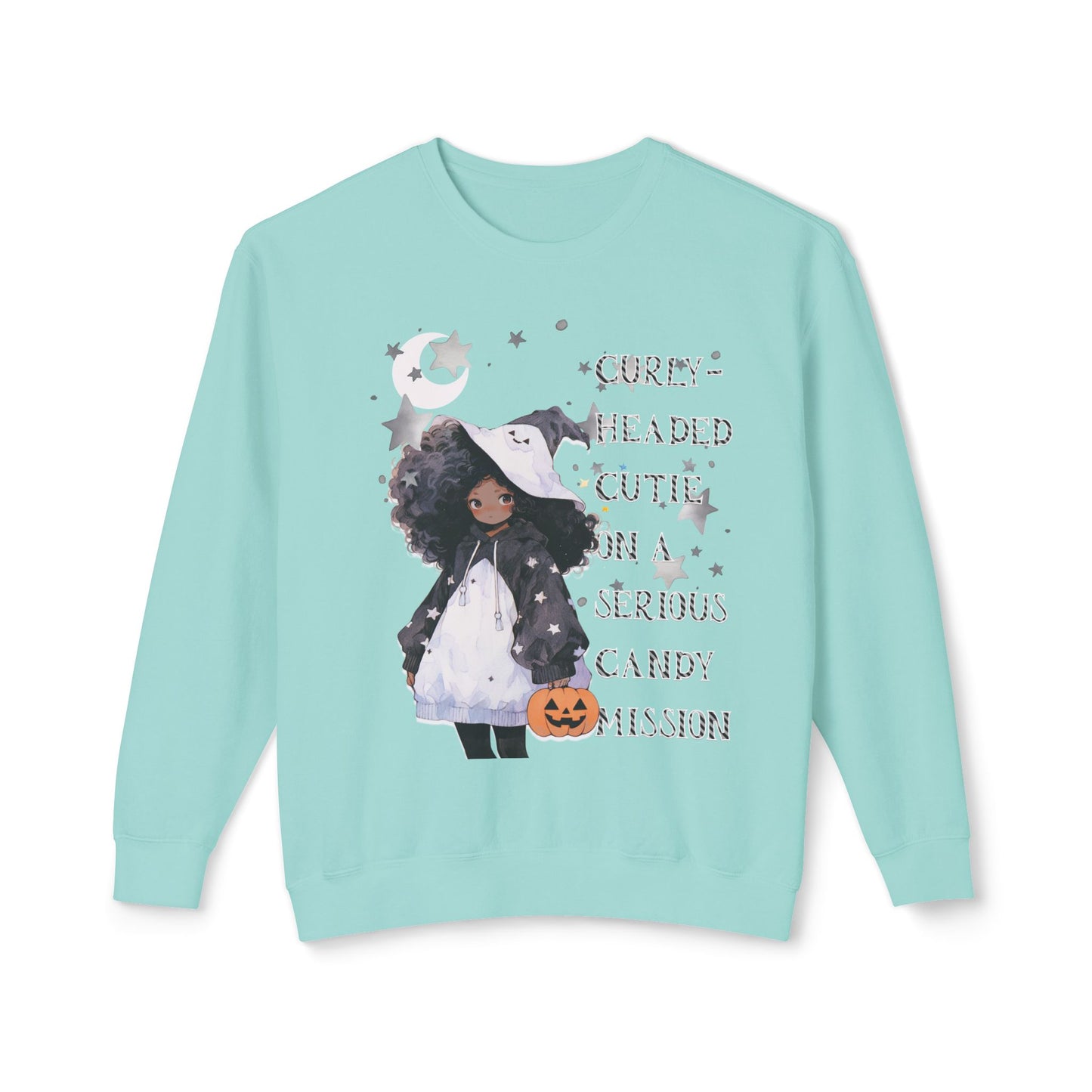 "Curly Head" Unisex Lightweight Halloween Girl Sweatshirt