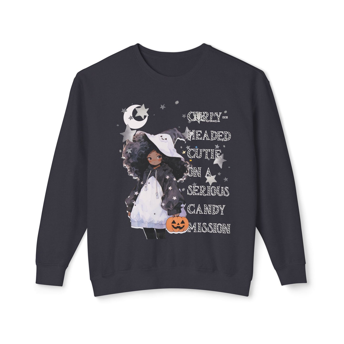 "Curly Head" Unisex Lightweight Halloween Girl Sweatshirt