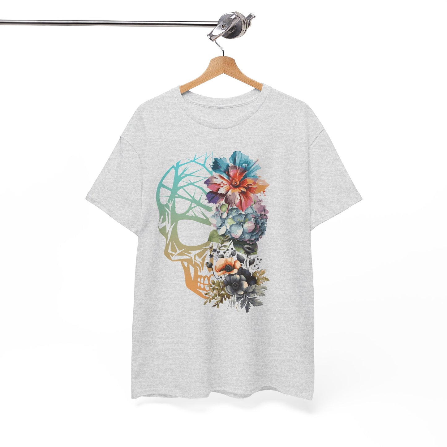 "FLOWER SKULL"Unisex Heavy Cotton Tee