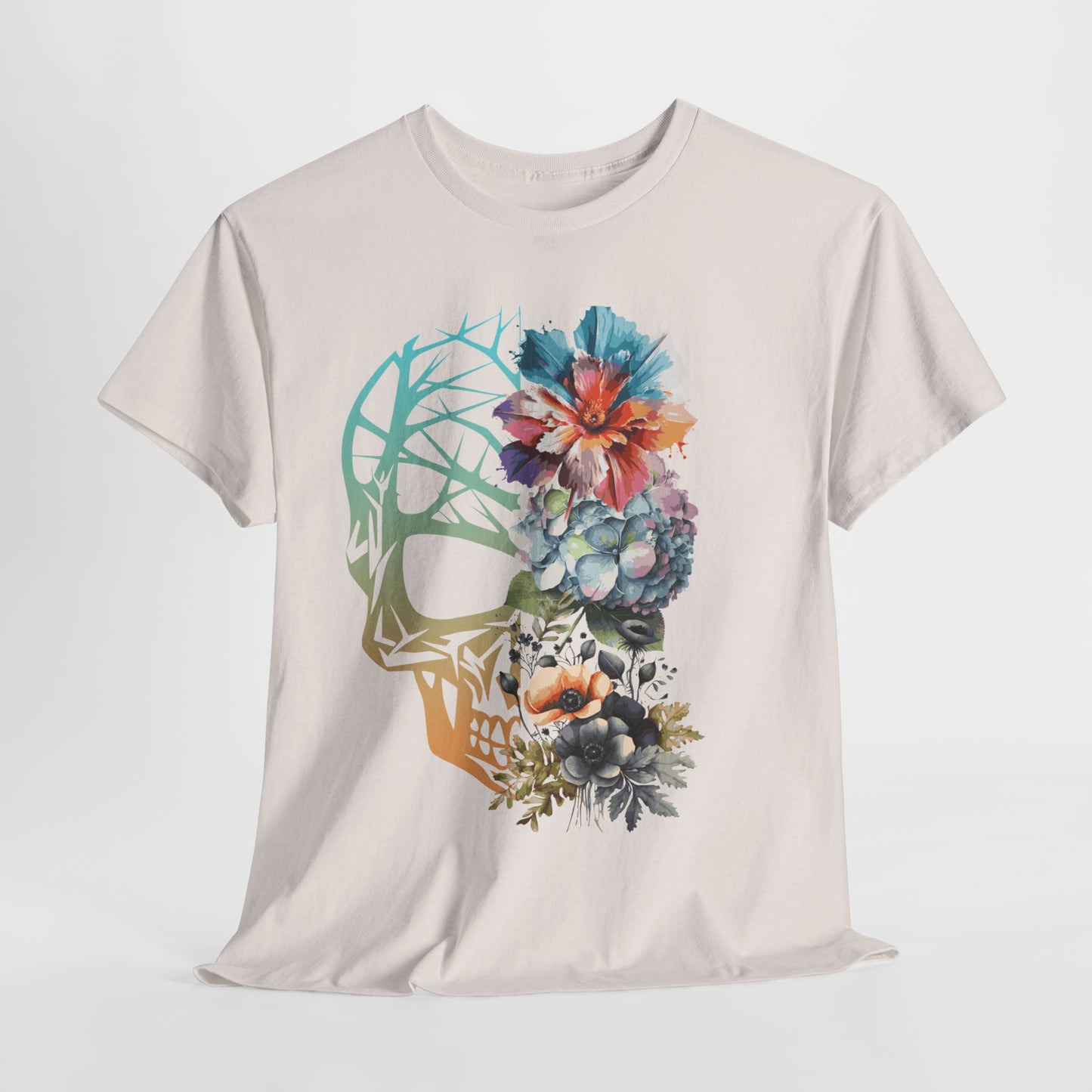 "FLOWER SKULL"Unisex Heavy Cotton Tee