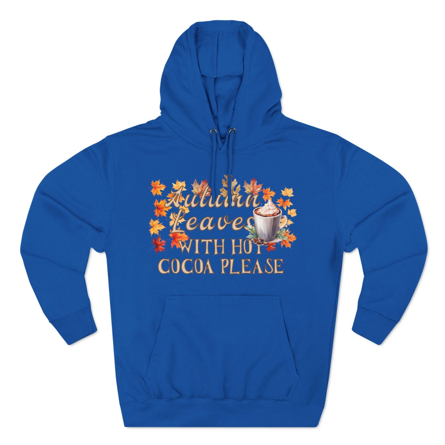 Fleece Hoodie - Fall Season Hot Cocoa and Pumpkins Design