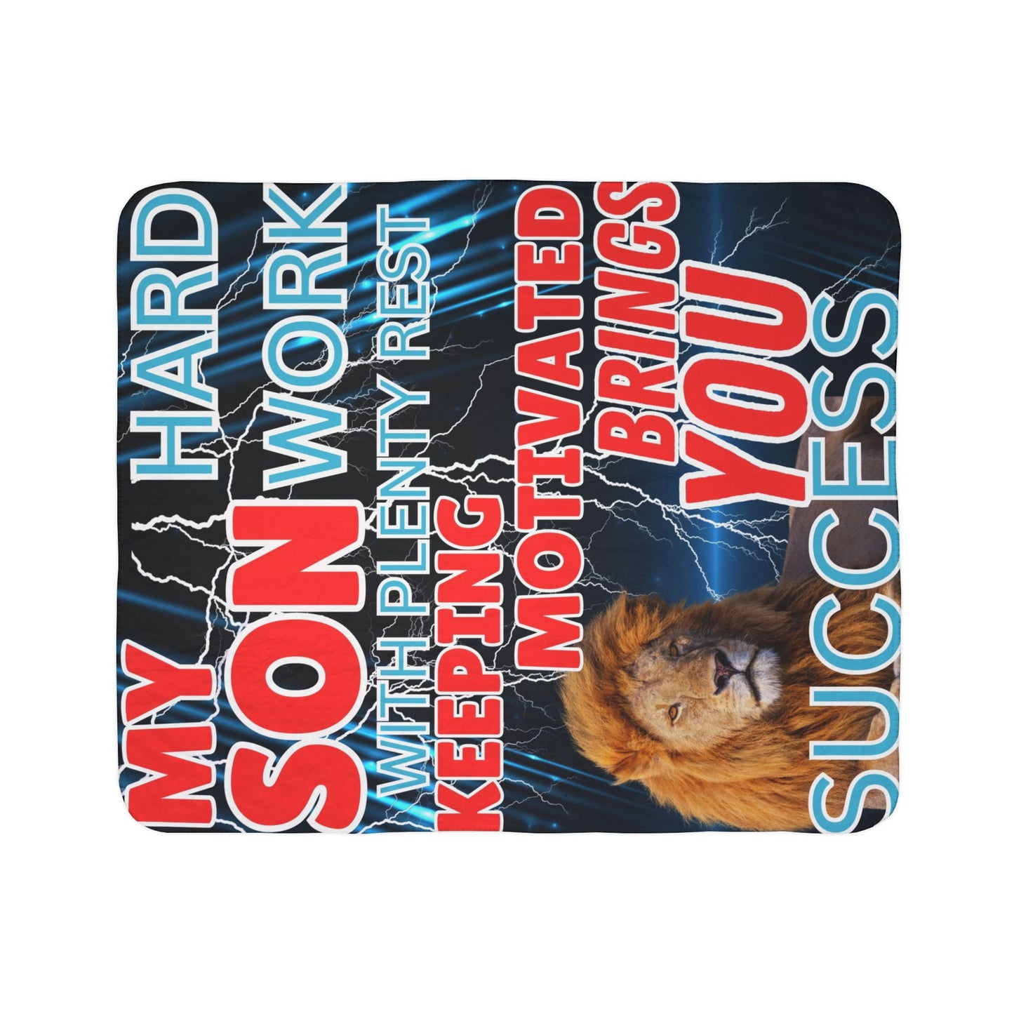 "Lion of Success" Fleece Sherpa Blanket