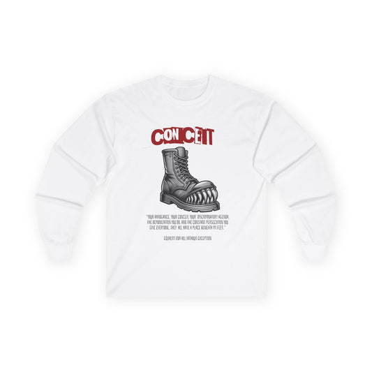 Long Sleeve Tee - Boot with Teeth Design - Stamp Out Conceit and Greed