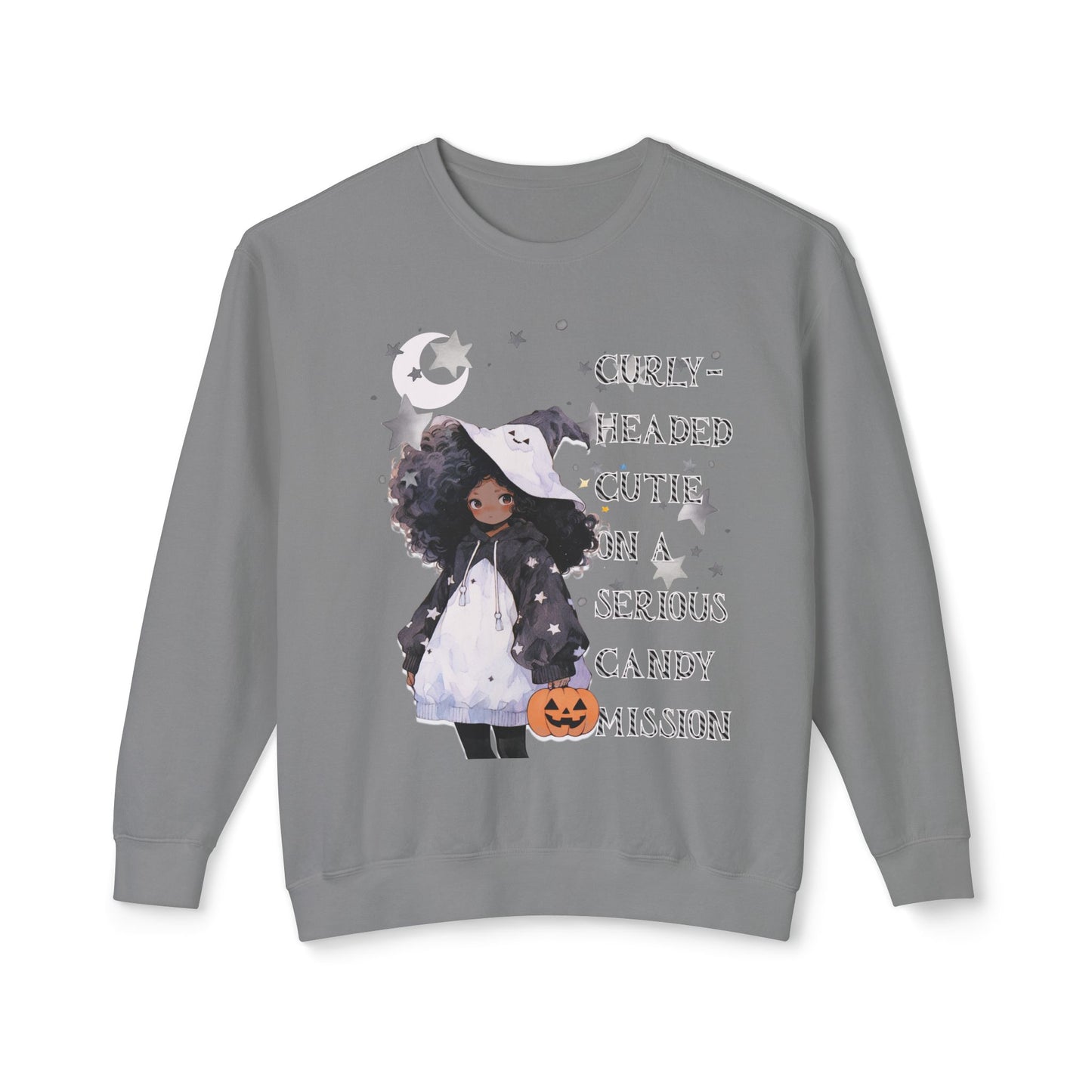 "Curly Head" Unisex Lightweight Halloween Girl Sweatshirt