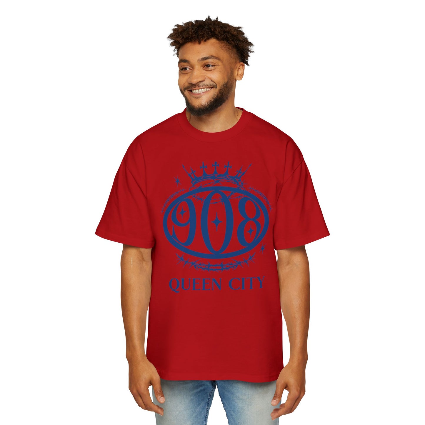 Plainfield NJ 908 Area Code Tee — Men's Oversized Graphic T-Shirt