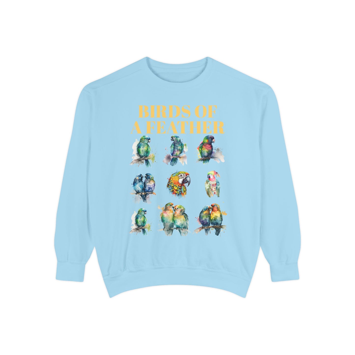 Colorful Birds of a Feather Sweatshirt - Unisex Garment-Dyed