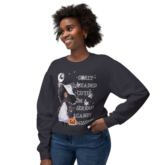 "Curly Head" Unisex Lightweight Halloween Girl Sweatshirt