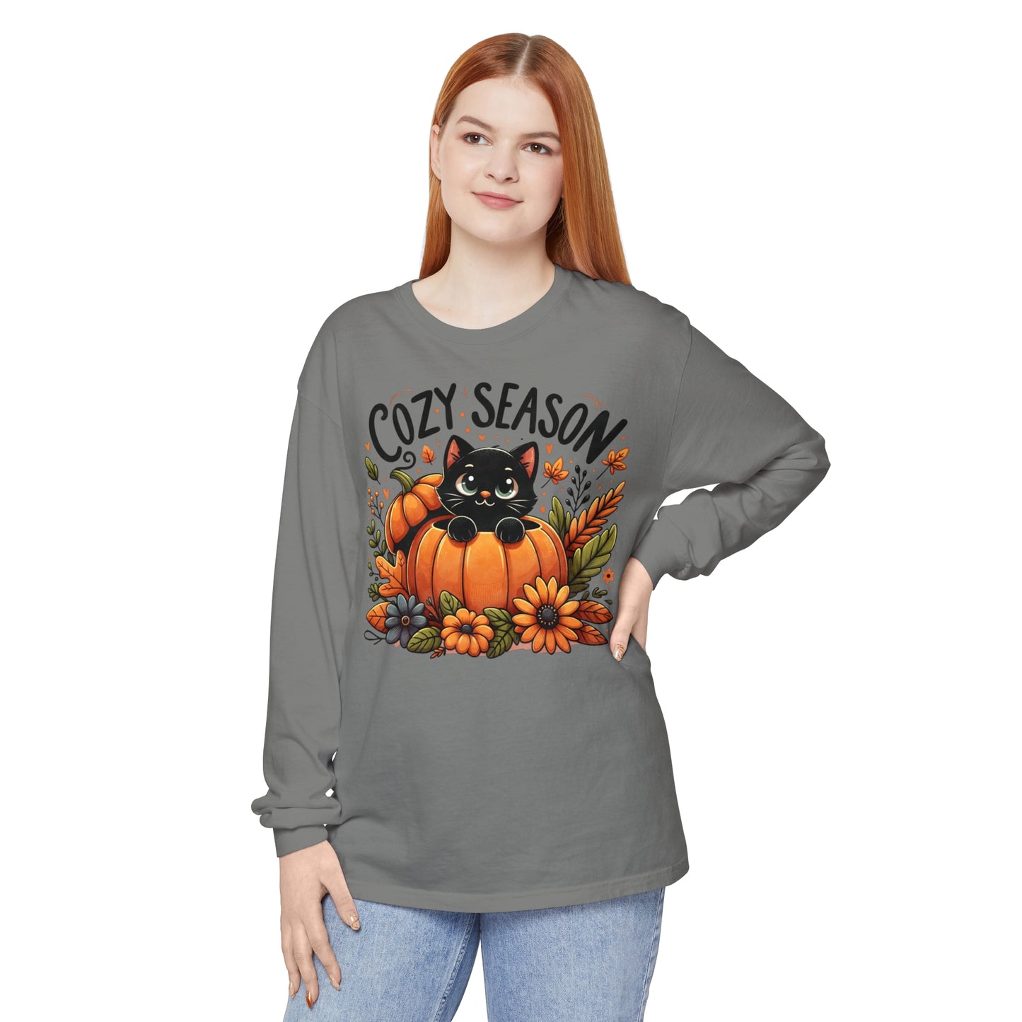 Cat Pumpkin Long Sleeve T-Shirt