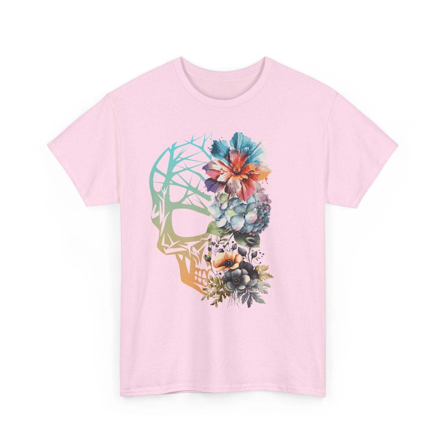 "FLOWER SKULL"Unisex Heavy Cotton Tee