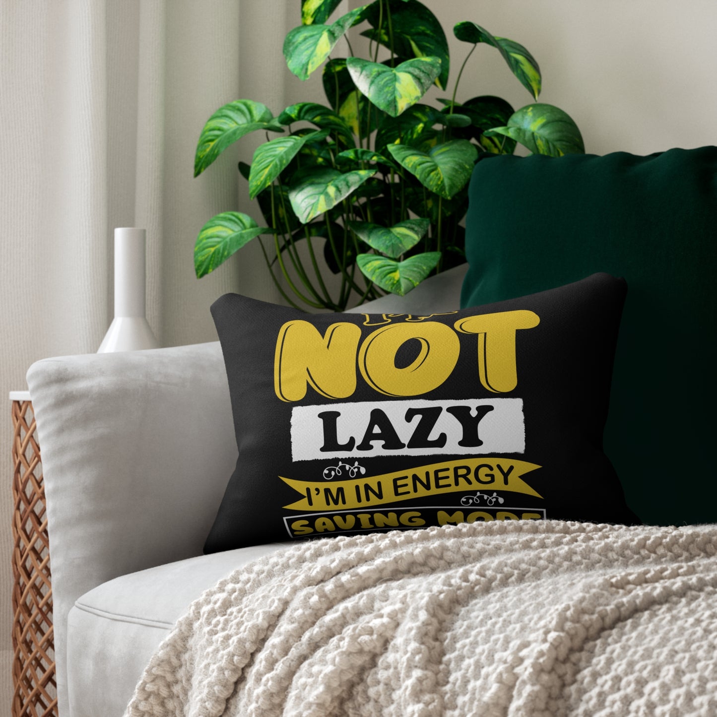 "IM NOT LAZY"Spun Polyester Lumbar Pillow