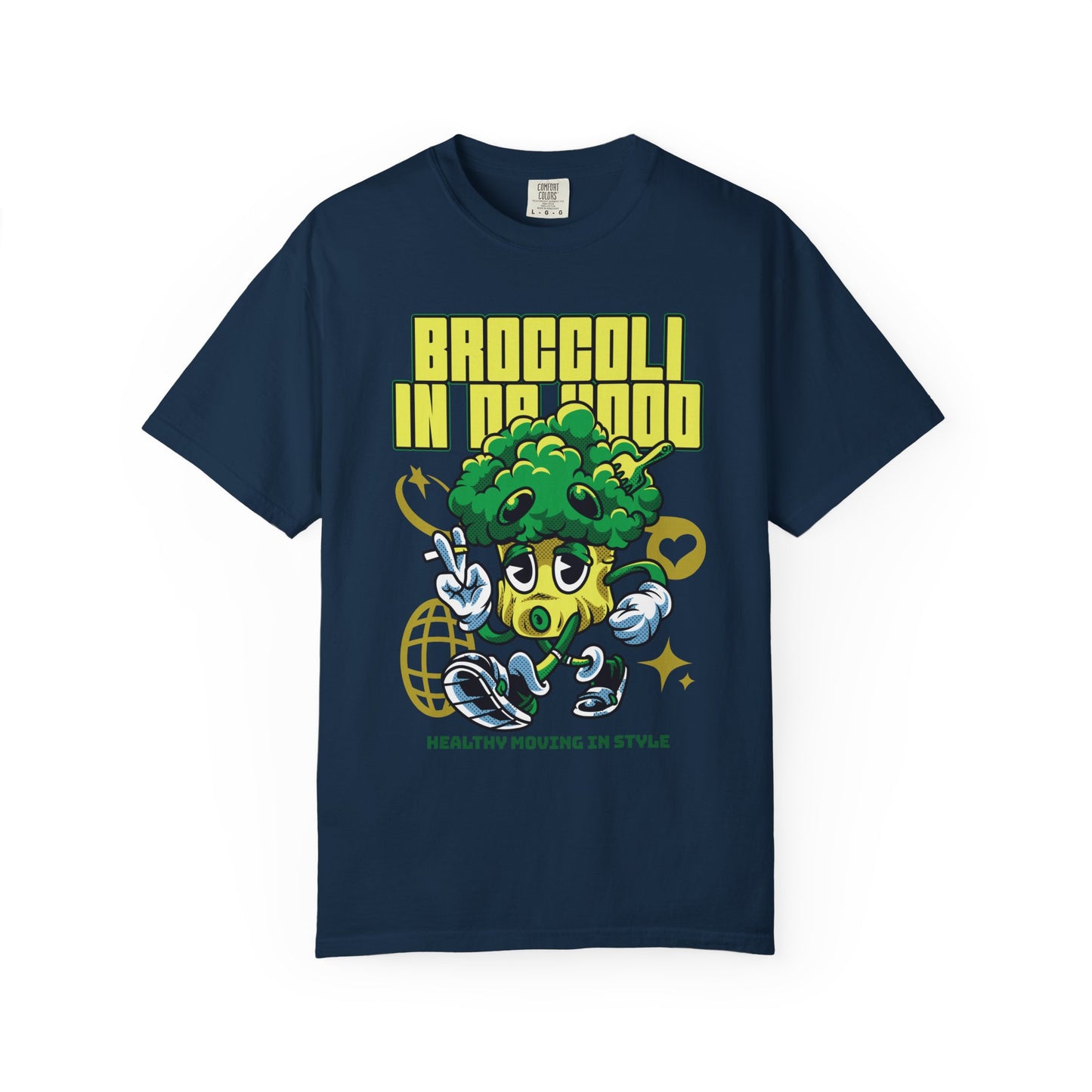 Garment-Dyed Broccoli T-Shirt, Fun and Unique Casual Wear, Perfect for Vegetarians, Gym Lovers, Gift for Foodies, Healthy Lifestyle