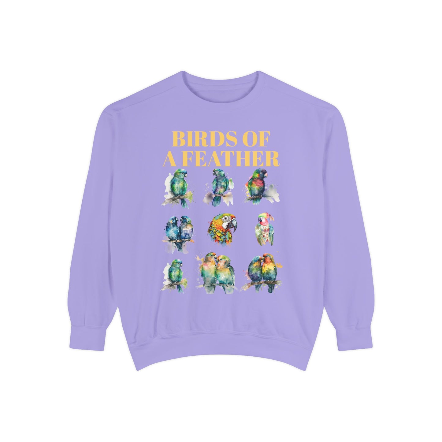 Colorful Birds of a Feather Sweatshirt - Unisex Garment-Dyed