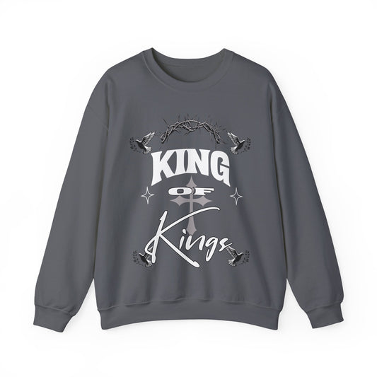 Crewneck Sweatshirt — "King of Kings" Christian Faith Graphic